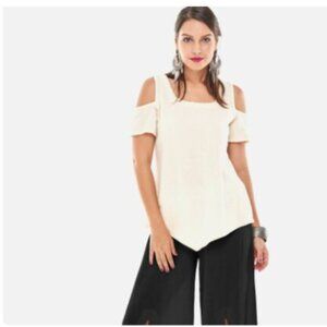 NEW W/O  Tags Oh my Gauze Cold Shoulder white Dana top size 1    Small/Medium
